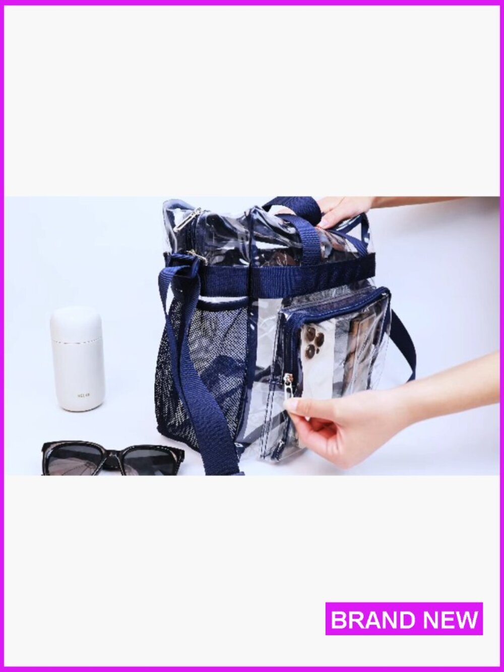 Clear Tote Bag for Stadium Events Concert Sports Festivals PVC Tote Crossbody - Picture 7 of 7
